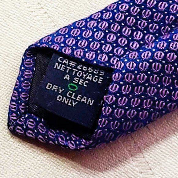 CALVIN KLEIN men's SILK neck tie with micro-dot pattern,  silk / navy blue - Picture 11 of 14